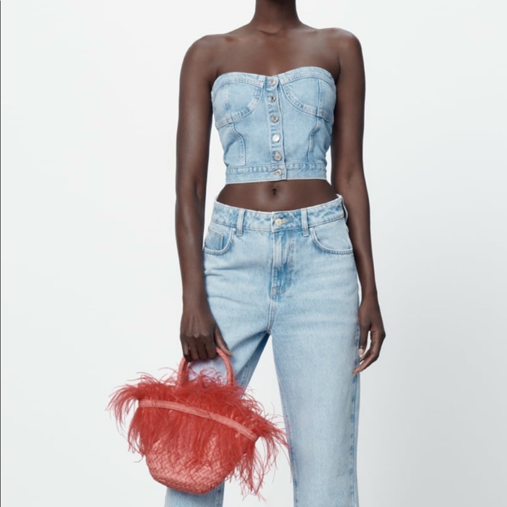 Zara Light Blue Denim Corset Top